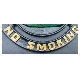 Vintage Cast Iron "No Smoking" Wall Sign from Virginia Metalcrafters - Hand Cast & Hand Painted