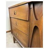 Broyhill Walnut Brasilia 9 Drawer Lowboy Dresser with Mirror