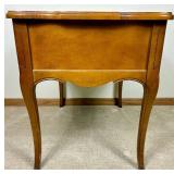 Pair of Vintage Hammary French Provincial Accent Side Tables with Inlayed Leather Top & Front Drawer