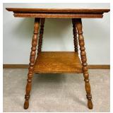 Antique Victorian-Era Parlor Table and French Style Kidney Shaped Accent Table