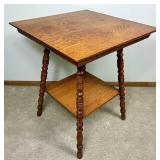 Antique Victorian-Era Parlor Table and French Style Kidney Shaped Accent Table