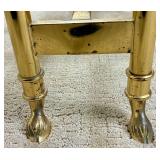 Vintage Scalloped Brass and Glass Coffe Table with Hoofed Feet