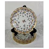 Jean Pouyat J.P.L. Fine Porcelain Plates and Teacup Set  from Limoges France -Late 19th Century