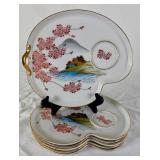 Hand Painted Japanese Sakura Cherry Blossoms with Landscape Design Tea Set