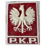 Vintage Cast Iron PKP Polish State Railwways Locomotive Plaque and Polish State Railways (PKP) Station Master