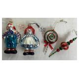 Handblown and Handpainted Glass Ornaments - 13 pieces
