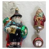 Handblown Santa and Snowmen Glass Ornaments - 6 Pieces