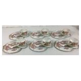 Hand Painted Japanese Sakura Cherry Blossoms with Landscape Design Tea Set