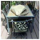 Heavy Duty Tile Table Top Patio Set with 6 Chairs, Cushions plus Cover
