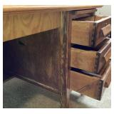 Solid Tiger Oak Vintage Desk with Slide Out Writing Board and 3 Dovetailed Drawers