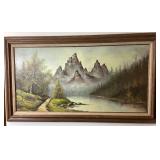 Original Vintage Framed and Signed Landscape Oil Painting - 31.5" x 55.5" x 2"
