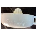 Vintage Milkglass Collection - Includes: Large Flower Vase, 2 Small Bud Vases, Sectioned Relish Dish, Small Plate, Juicer