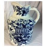 Blue Collection: 12"H Dover Emery Burslem Pottery - Made in England and 12"H Ceramic Decorative Watering Can - Sudi
