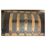 Antique Wood Trimmed Steamer Trunk - 20.5"D x 33.75"W x 25.25"H