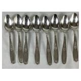 Vintage 1847 Rogers Bros. Silver Plated Flatware - Heritage Design with "A" Monogram  - Service for 8 , missing one teaspoon