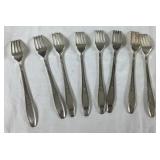 Vintage 1847 Rogers Bros. Silver Plated Flatware - Heritage Design with "A" Monogram  - Service for 8 , missing one teaspoon