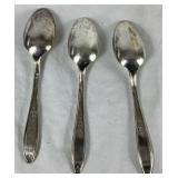 Vintage 1847 Rogers Bros. Silver Plated Flatware - Heritage Design with "A" Monogram  - Service for 8 , missing one teaspoon