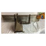 Three Antique E.C. Atkins Handsaws, 1 Disston Antique Saw, 1 Vintage 27" Disston Saw in Miter Box