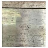 Three Antique E.C. Atkins Handsaws, 1 Disston Antique Saw, 1 Vintage 27" Disston Saw in Miter Box
