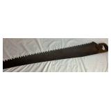 Three Antique E.C. Atkins Handsaws, 1 Disston Antique Saw, 1 Vintage 27" Disston Saw in Miter Box