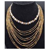 Vintage Gold Tone Necklaces with Earrings & Pins