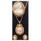 Vintage Cameo Necklaces and Earring Set