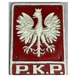 Vintage Cast Iron PKP Polish State Railwways Locomotive Plaque and Polish State Railways (PKP) Station Master
