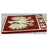 Vintage Cast Iron PKP Polish State Railwways Locomotive Plaque and Polish State Railways (PKP) Station Master