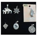Sterling Silver Jewelry Bundle of 5 Pendants, 1 Bracelet and 4 Necklaces