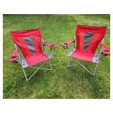 (2) Red Folding Sports / Camping Chairs