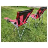 (2) Red Folding Sports / Camping Chairs