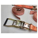 (2) Orange Heavy Duty Cargo Tie Down Ratchet Straps