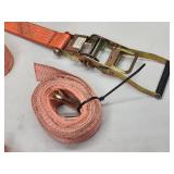 (2) Orange Heavy Duty Cargo Tie Down Ratchet Straps