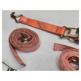 (2) Orange Heavy Duty Cargo Tie Down Ratchet Straps