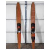 Set of Vintage Wooden Water Skis