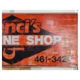 Vintage Hand Painted Wooden Machine Shop Advertising Sign