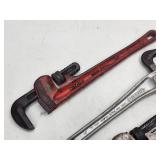 (3) Assorted Size Plumbers Pipe Wrenches