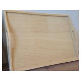 Lot of (2) Wood Serving Trays - (1) Handpainted Scandinavian Art style 20"x13", (1) 12"x17"