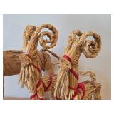 Lot of (5) Scandinavian Straw Figures - Yule Goats (x4) and Lady with Basket (x1)