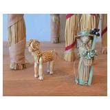 Lot of (5) Scandinavian Straw Figures - Yule Goats (x4) and Lady with Basket (x1)