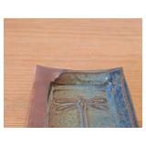 Handcrafted Ceramic Dish with Dragonfly Motif (signed on bottom)