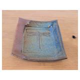 Handcrafted Ceramic Dish with Dragonfly Motif (signed on bottom)