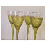 Lot of (4) Zodax Aperitivo Luster Green Wine Glass 7 1/2"