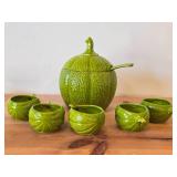Fruit Shaped Punch Bowl with Ladle + (5) Fruit Shaped Cups