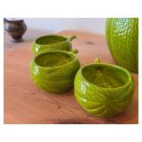 Fruit Shaped Punch Bowl with Ladle + (5) Fruit Shaped Cups