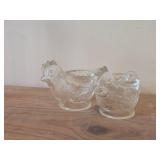 Lot of (2) Vintage WMF Pressed Glass Chicken theme Egg Holders