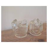 Lot of (2) Vintage WMF Pressed Glass Chicken theme Egg Holders