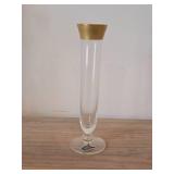 Vintage West Virginia Glass Vase with Gold Rimmed Flute Top