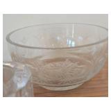 Glass Bowl, Crystal Salt Dip, Crystal Candleholder, Glass Divided Dish