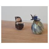 Lot of (2) Hand-blown Bird Figurines